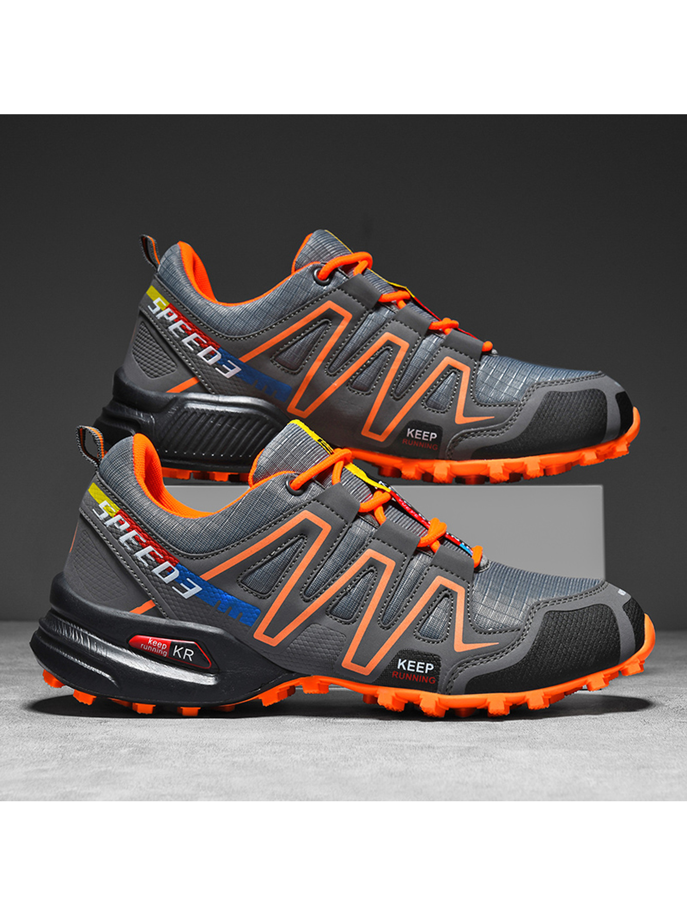 Men Grey Trail Running Sport Shoes