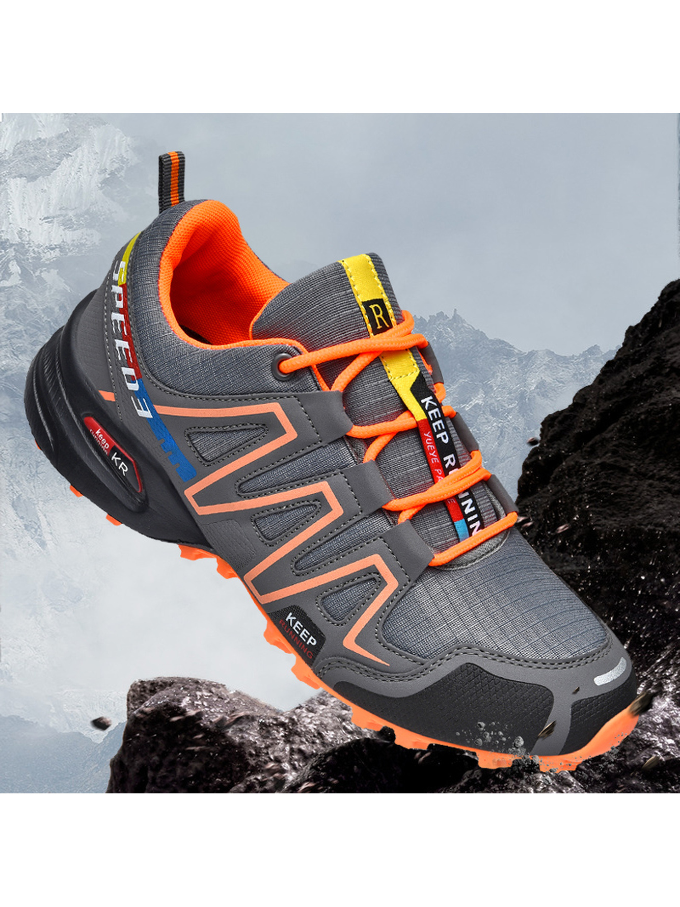 Men Grey Trail Running Sport Shoes