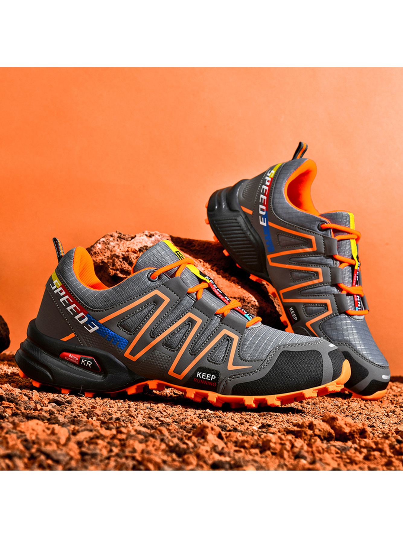Men Grey Trail Running Sport Shoes