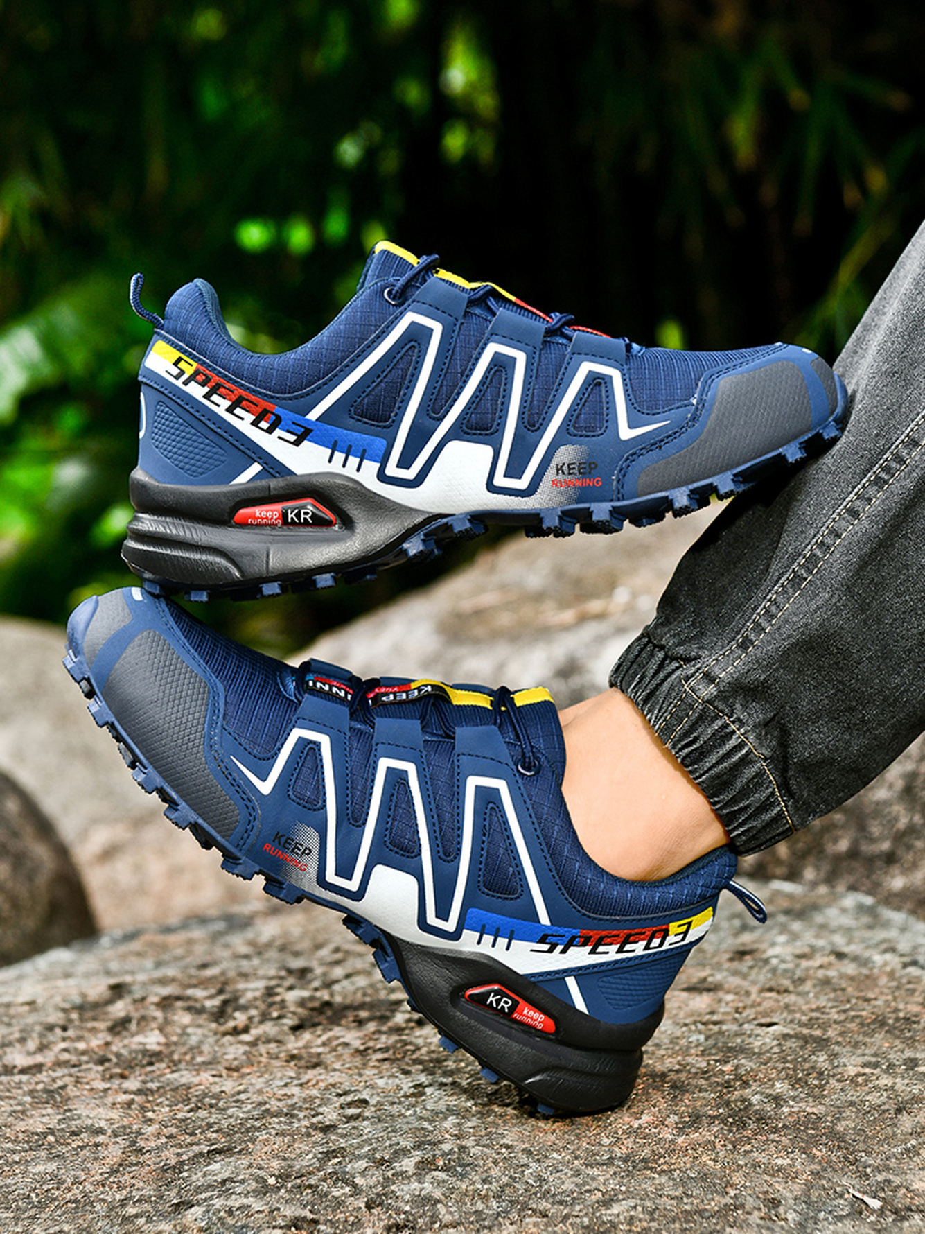 Men Navy Blue Trail Running Shoes
