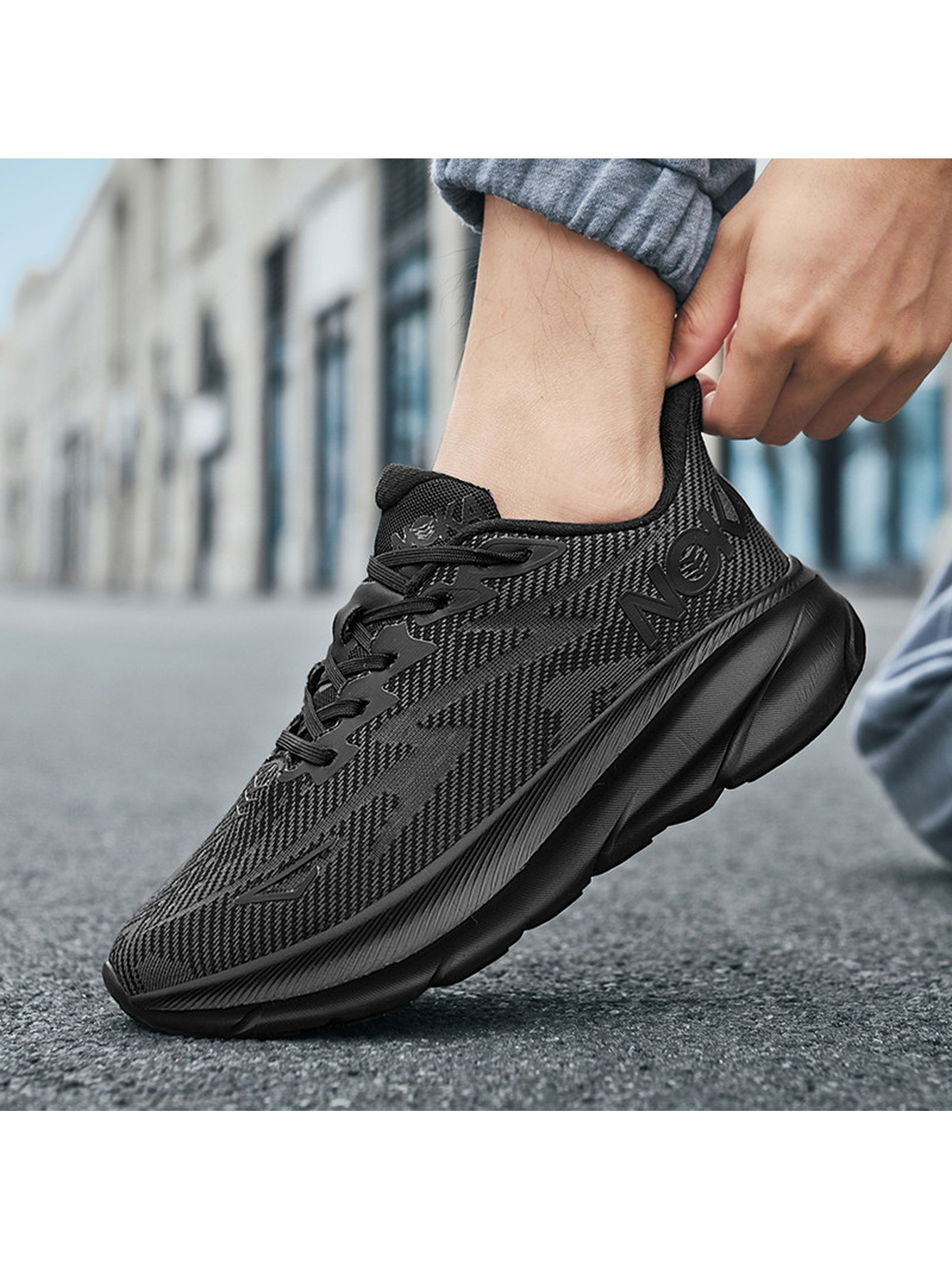 Men Black Running Sneakers