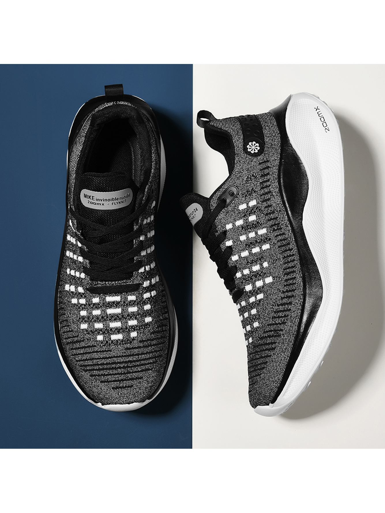 Men Dark Blue Knit Sports Shoes
