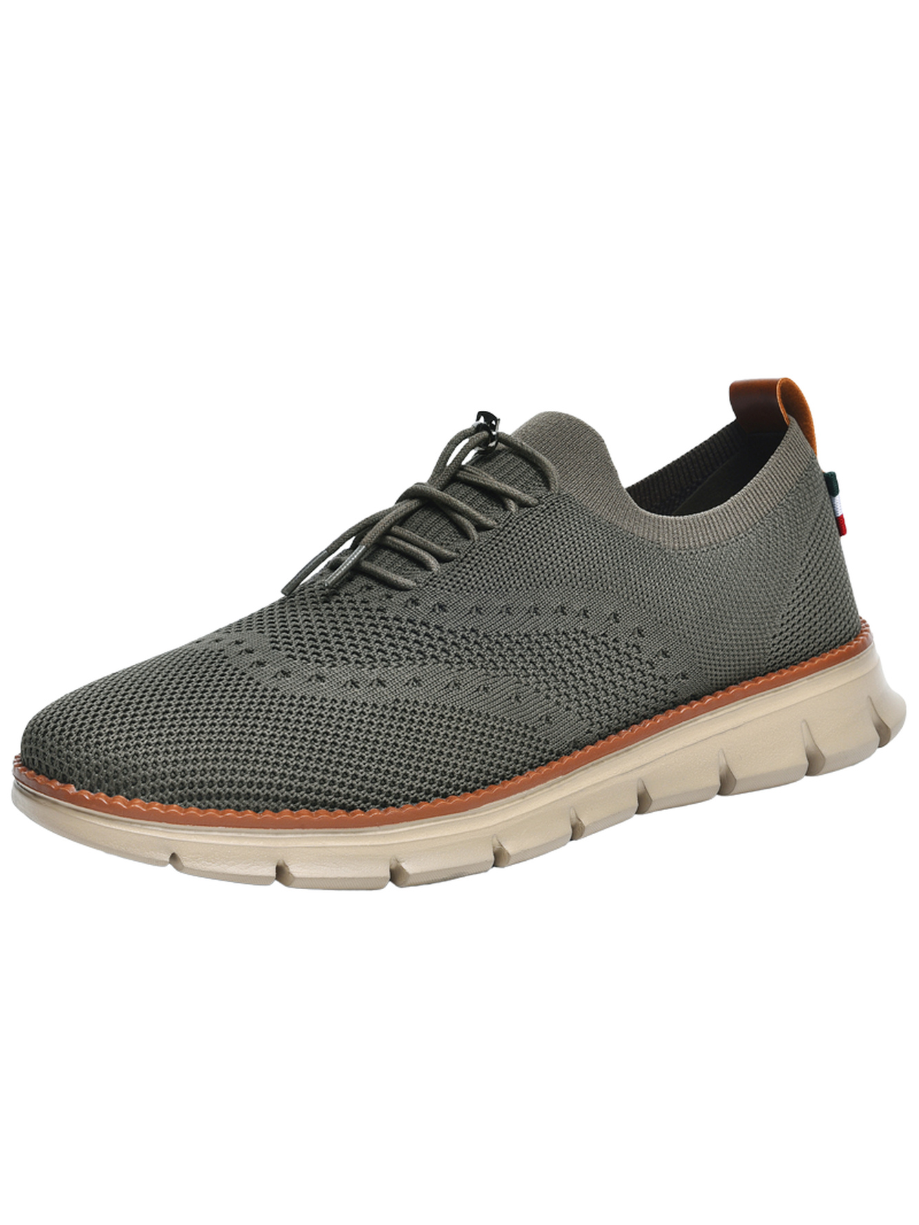 Men Olive Knit Casual Sneakers