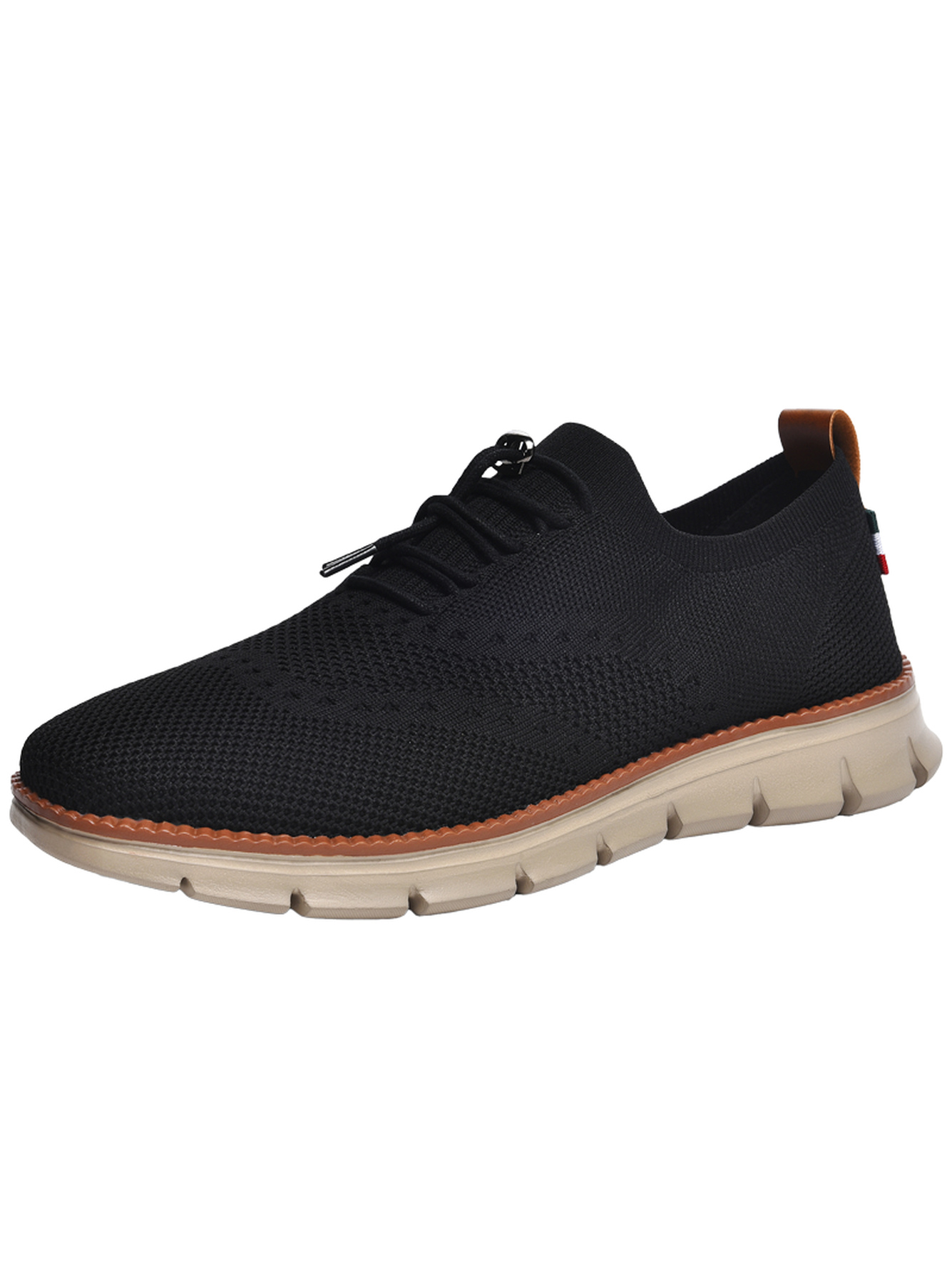 Men Black Knitted Casual Sneakers with Comfort Sole