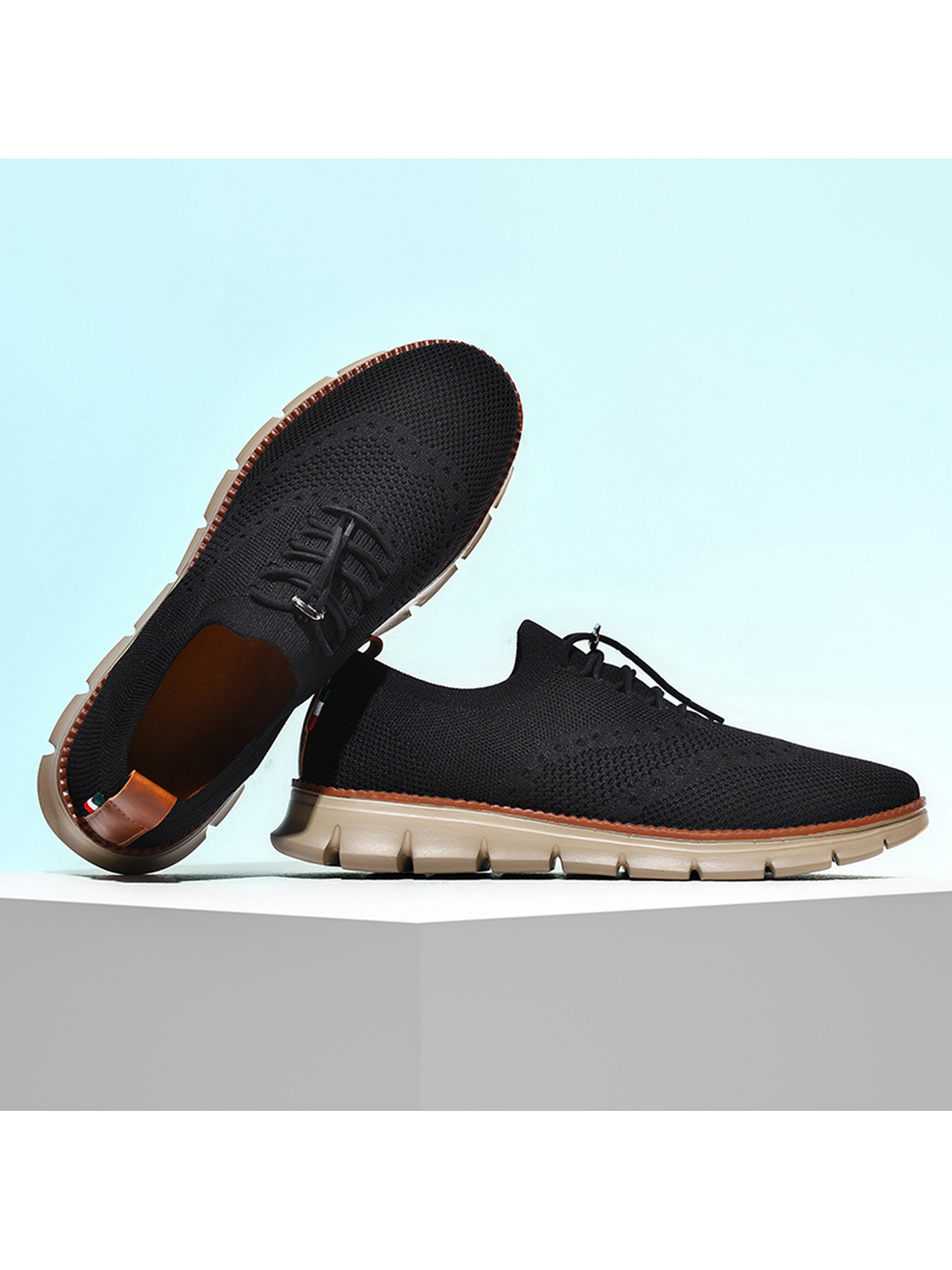Men Black Knitted Casual Sneakers with Comfort Sole