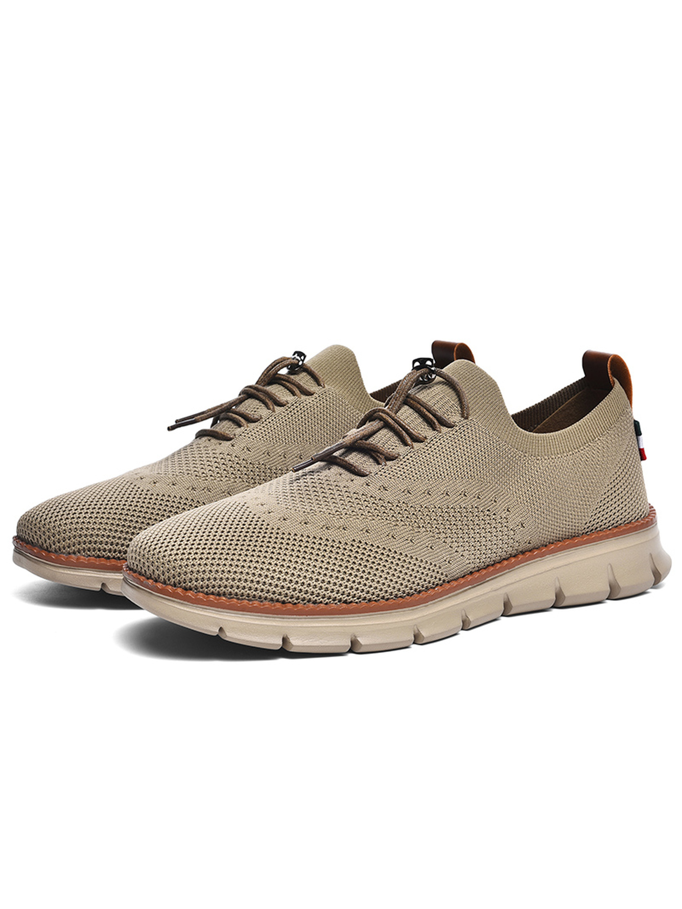 Khaki Men Knit Sports Sneakers