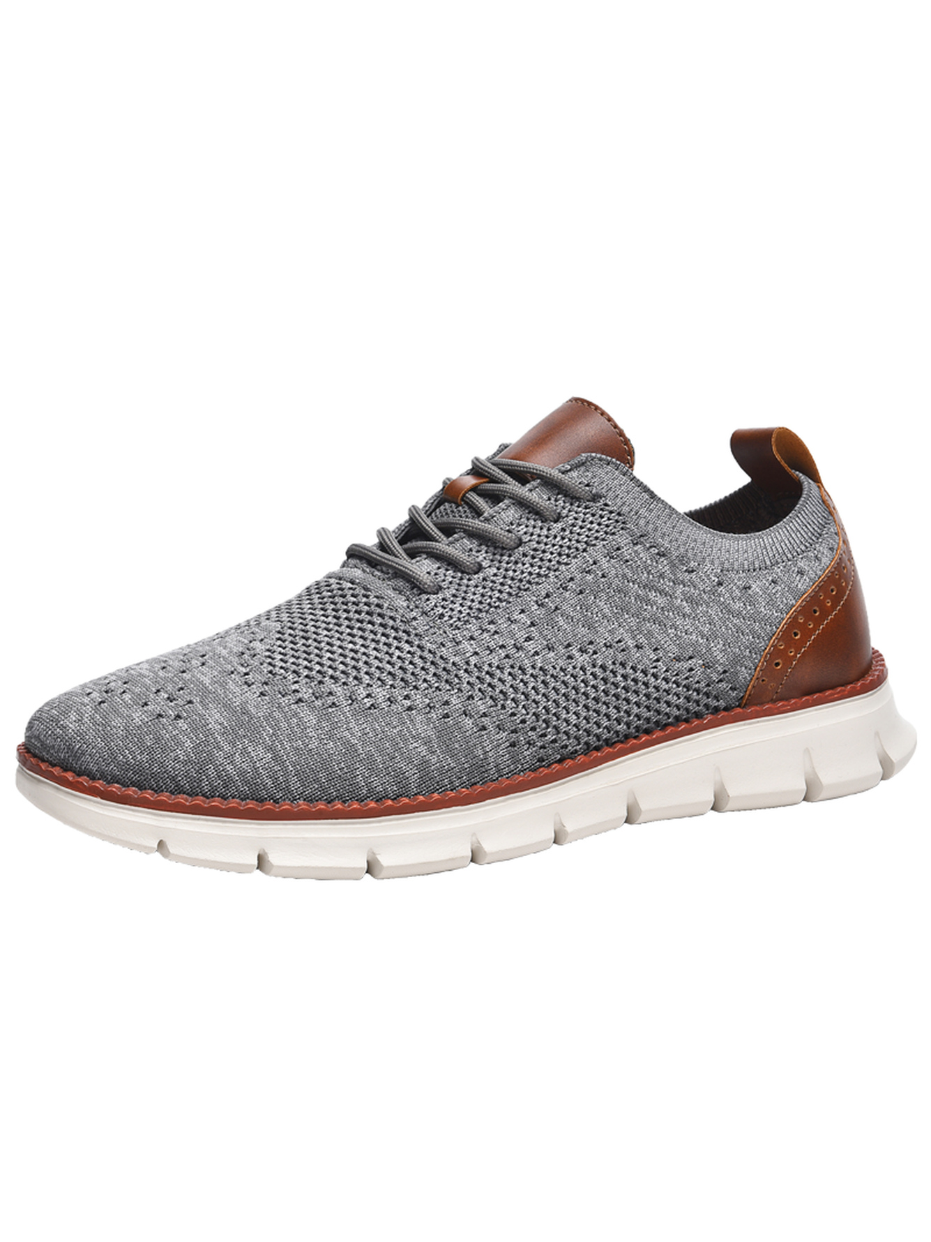 Men Charcoal Knit Sports Sneakers