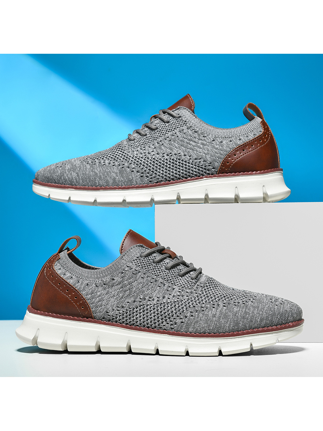Men Charcoal Knit Sports Sneakers