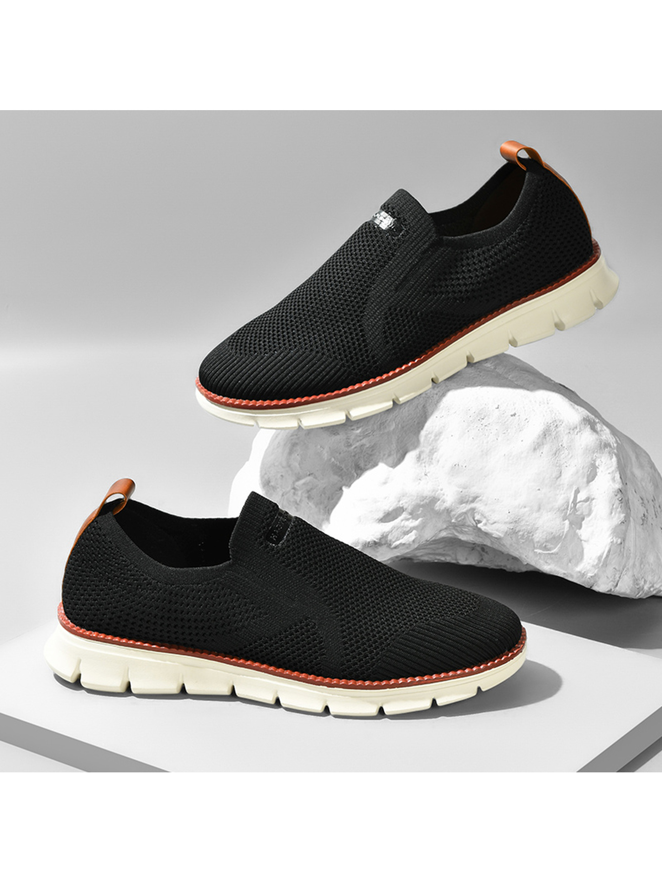Men Black Slip-On Sports Sneakers