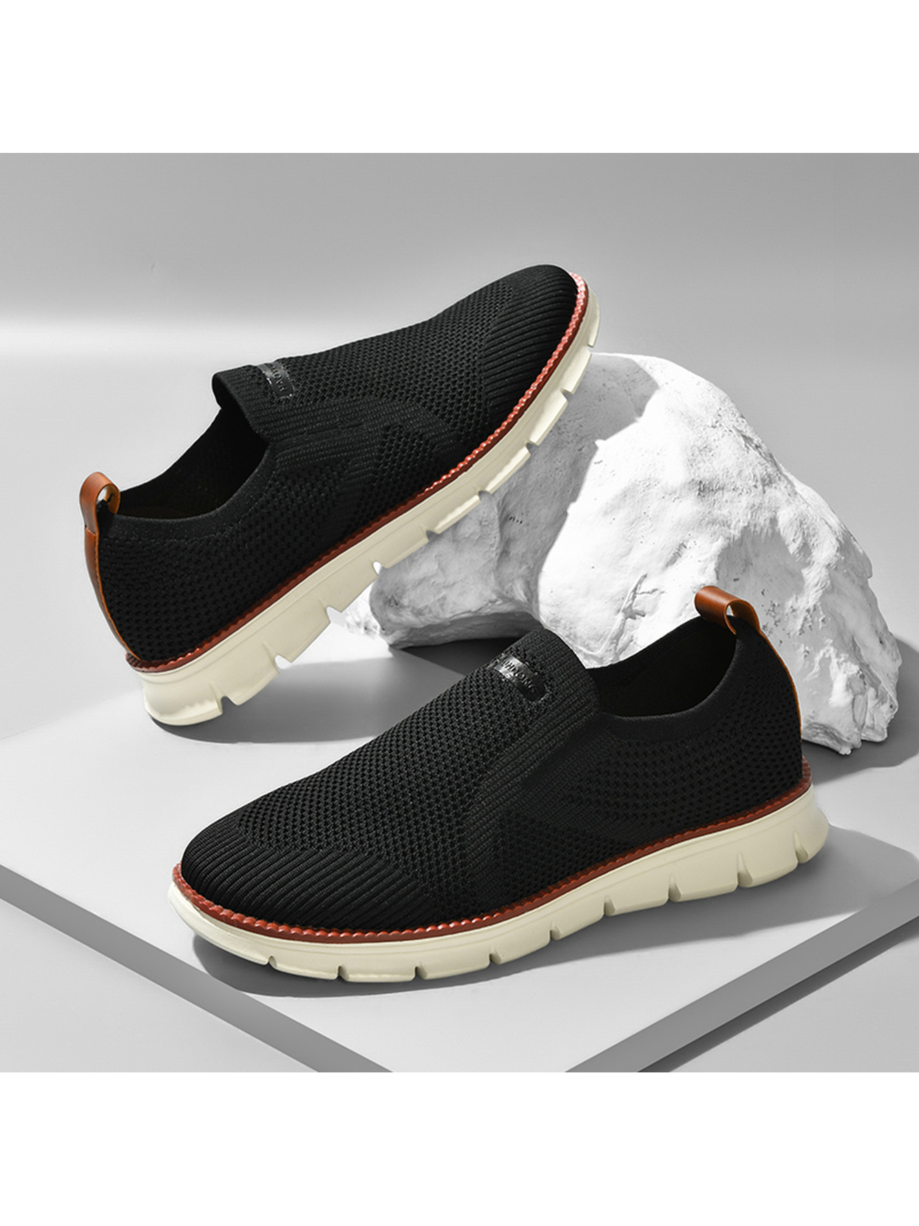 Men Black Slip-On Sports Sneakers