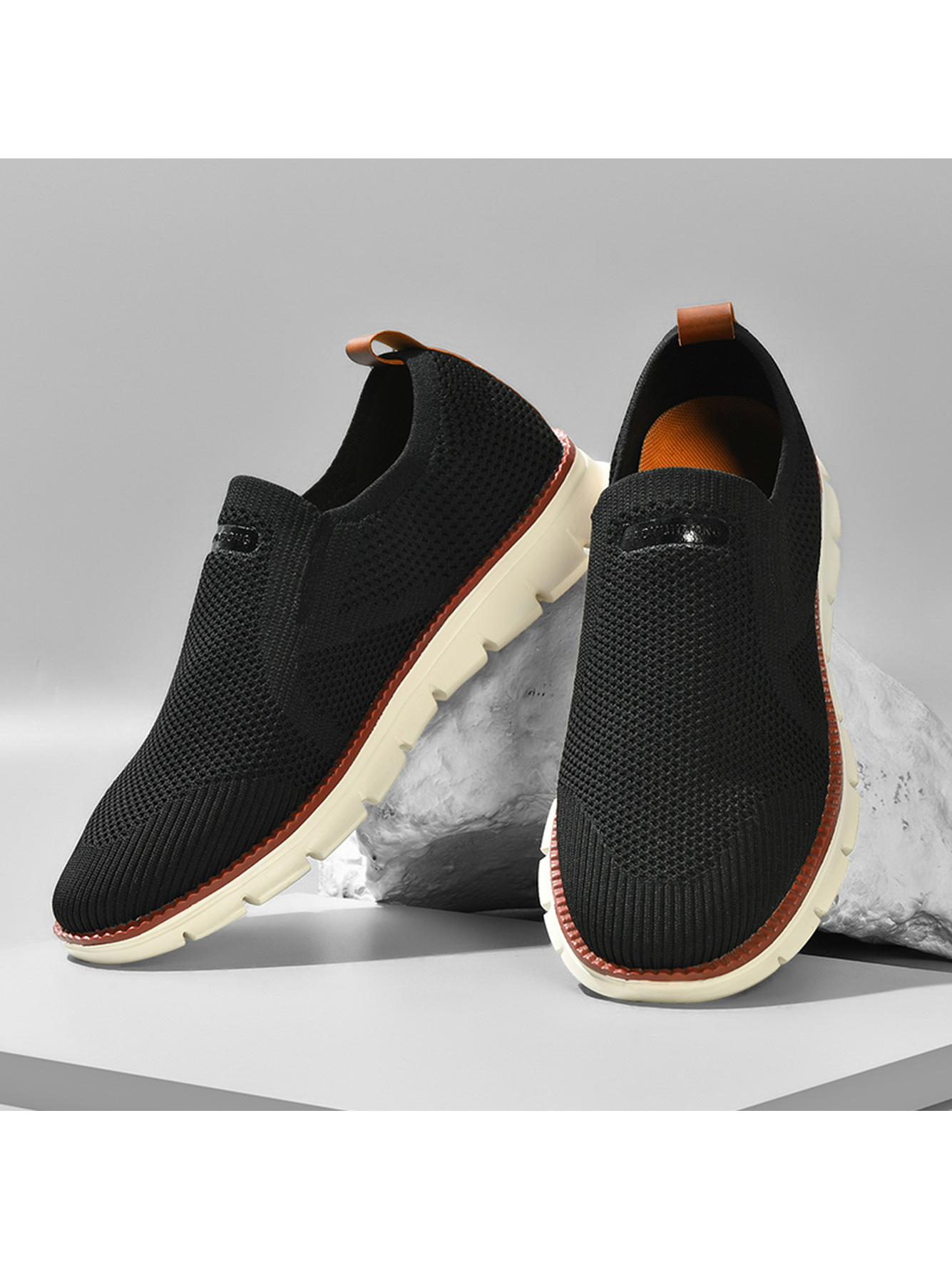 Men Black Slip-On Sports Sneakers