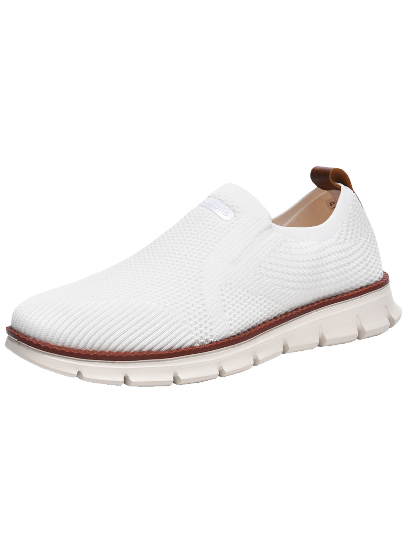 Men White Slip-On Knit Sneakers