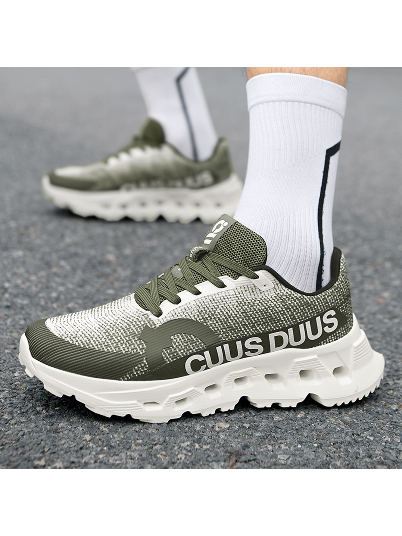 Men Green Athletic Running Sneakers
