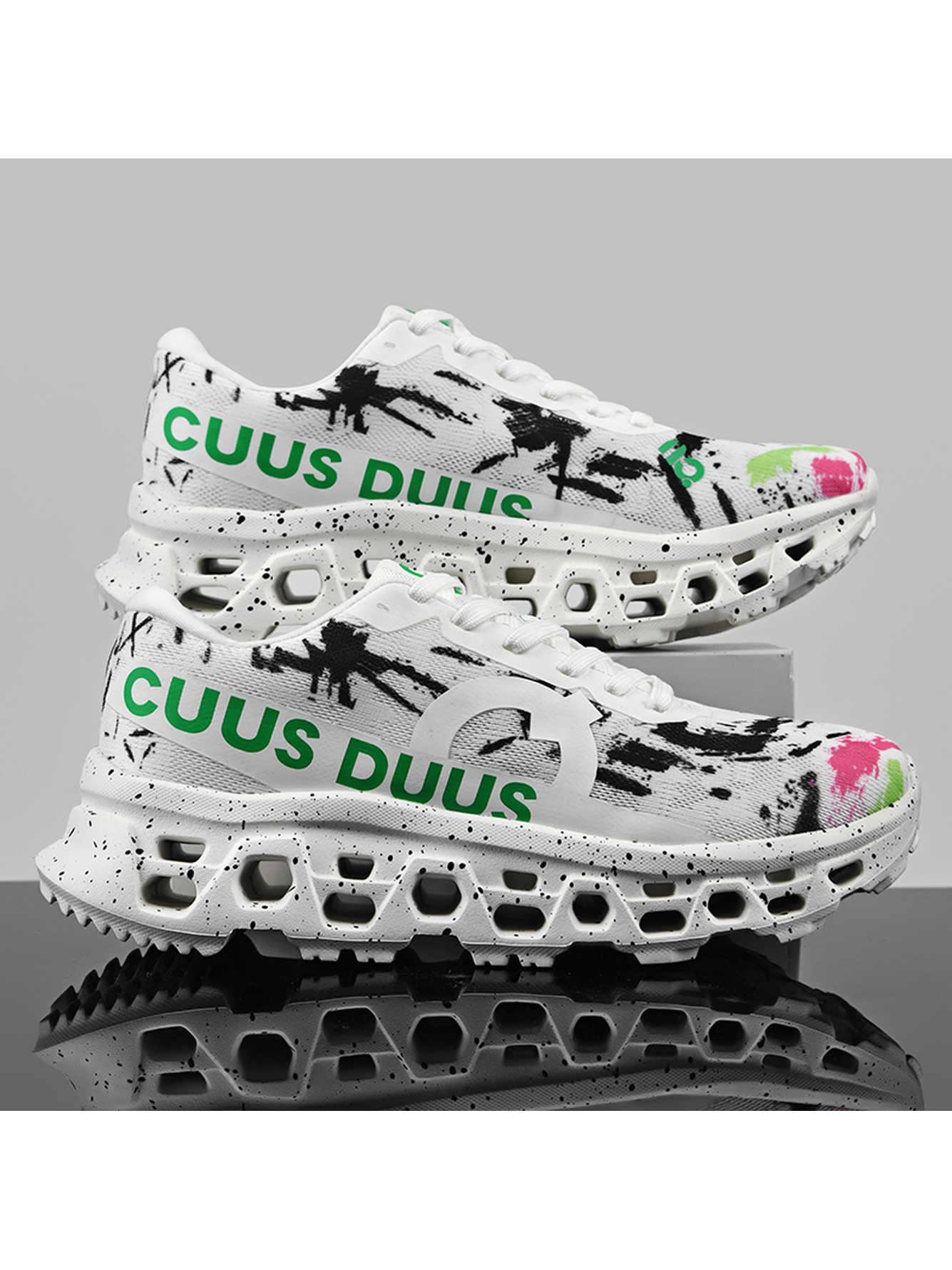 White Splash Art Men Sports Sneakers