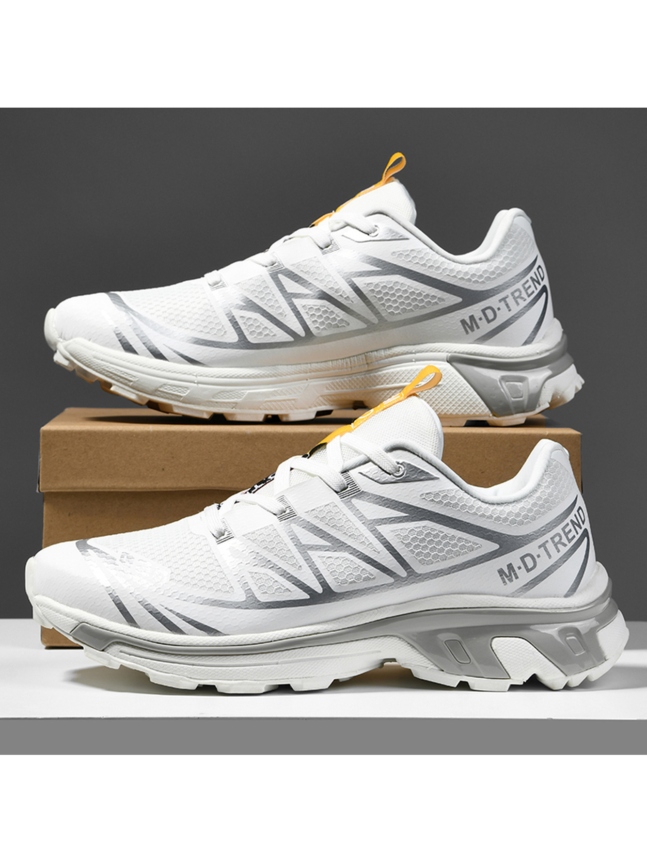 Men White Trail Runner Sneakers