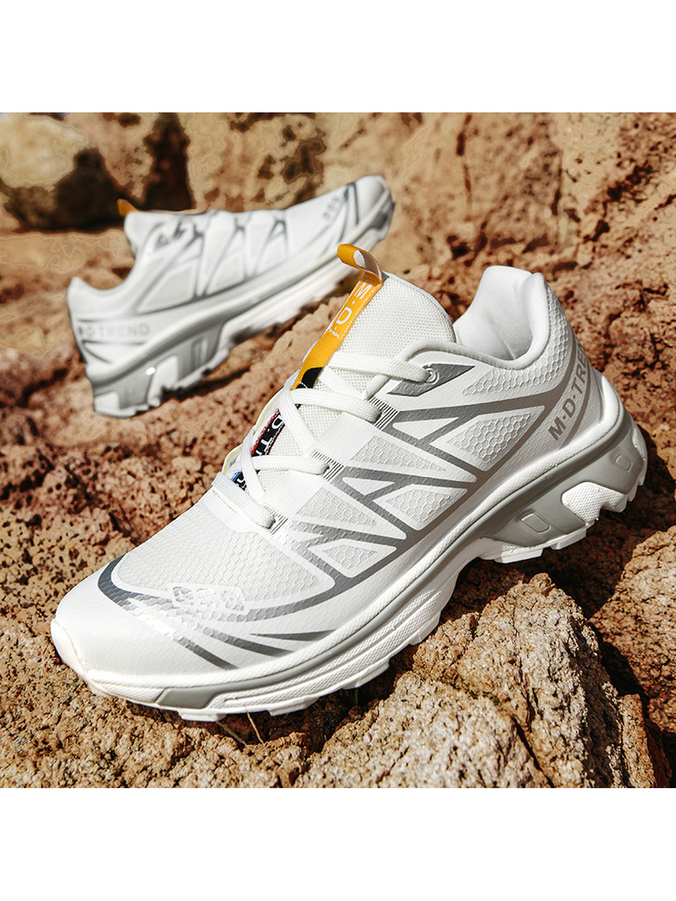 Men White Trail Runner Sneakers