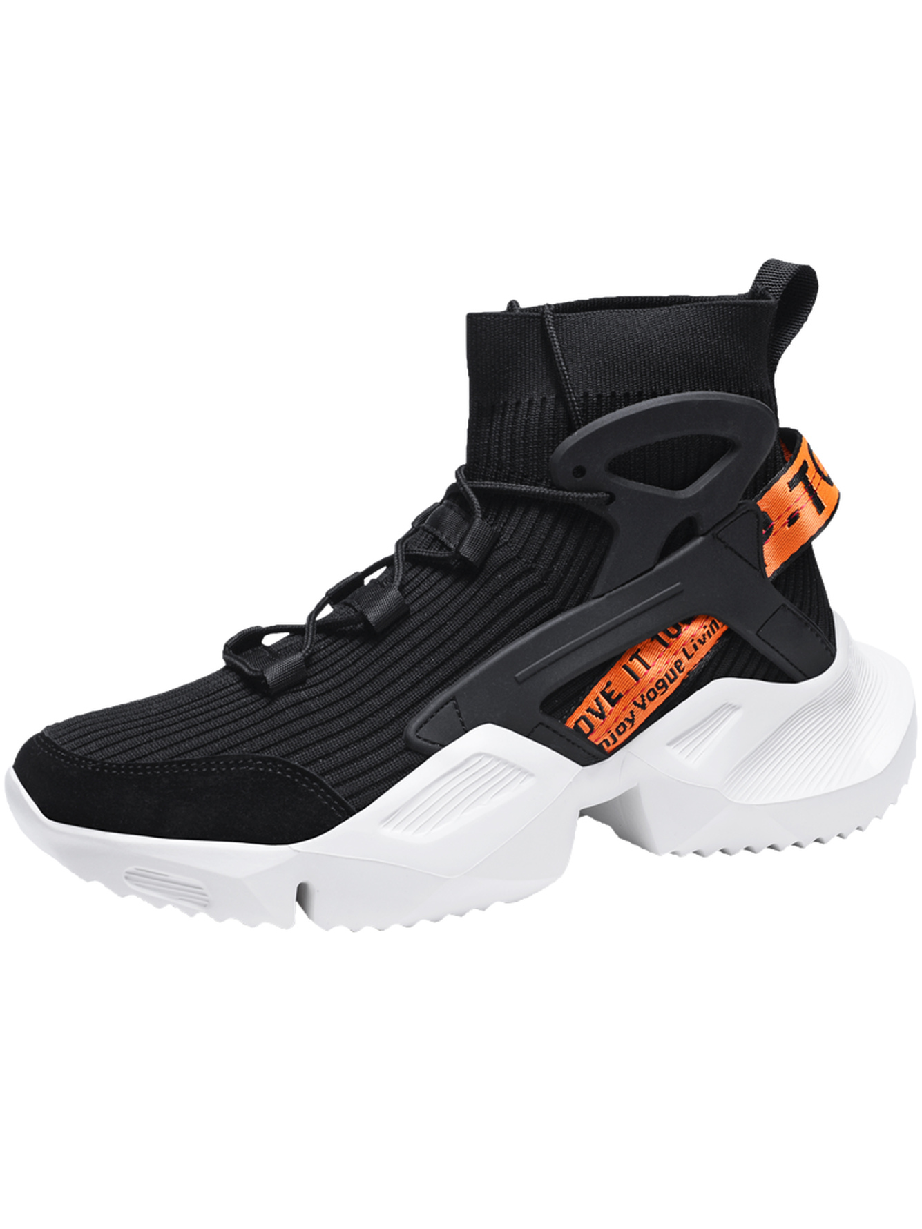 Men Black High-Top Sports Sneakers