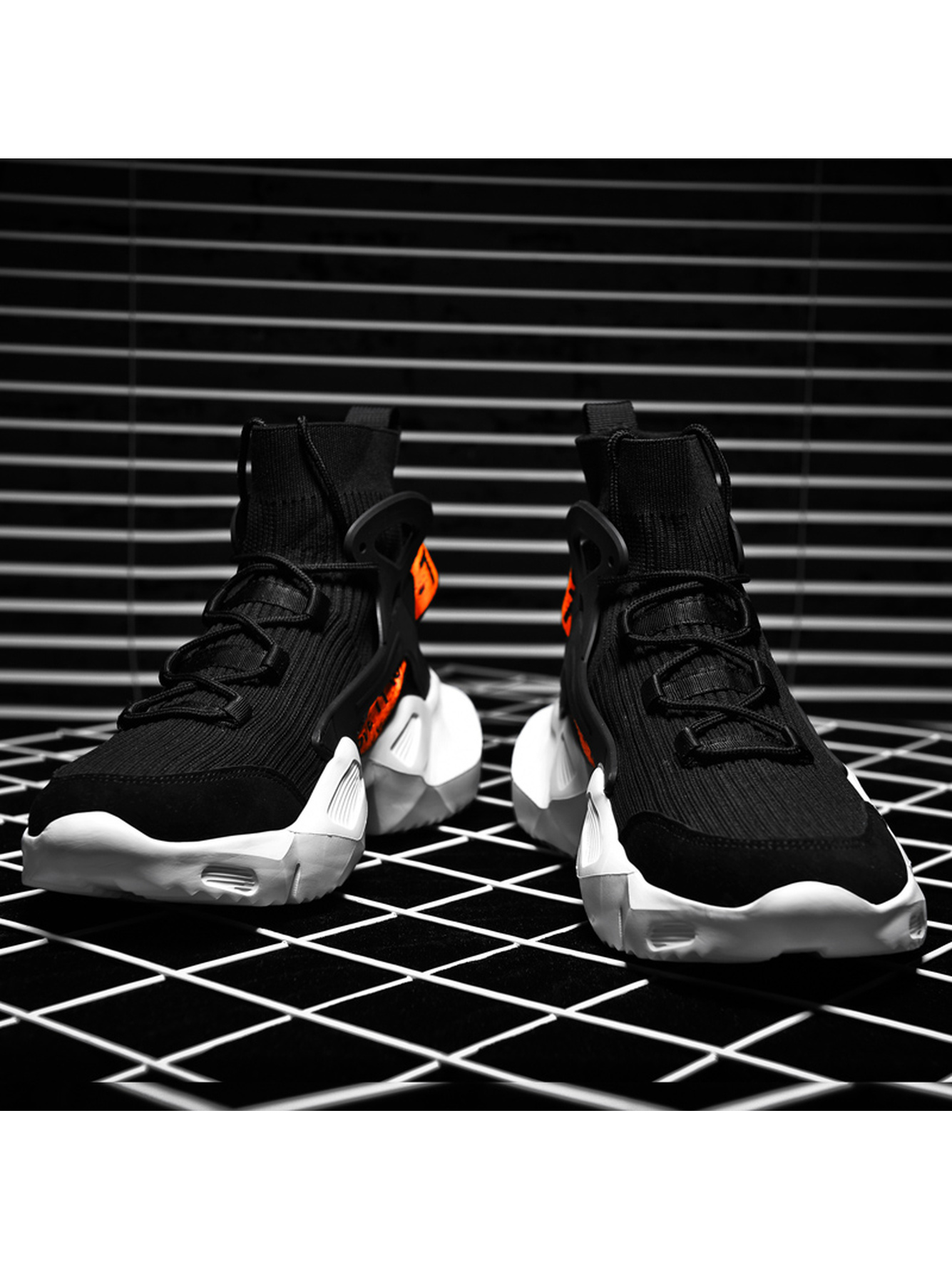 Men Black High-Top Sports Sneakers