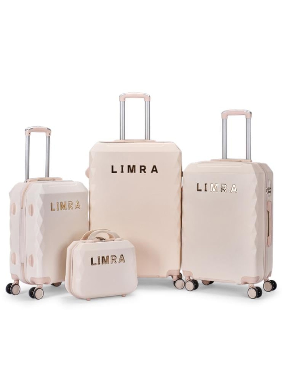 4-Piece Beige ABS Luggage Set with 360 Degree Spinner Wheels and Built-In Lock - 28/24/20/12 inch