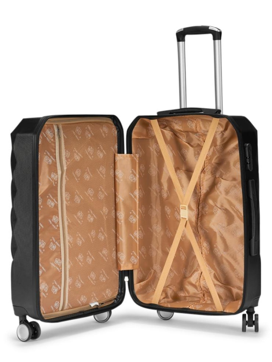 4-Piece Black ABS Luggage Set with 360 Degree Spinner Wheels and Built-In Lock - 28/24/20/12 inch