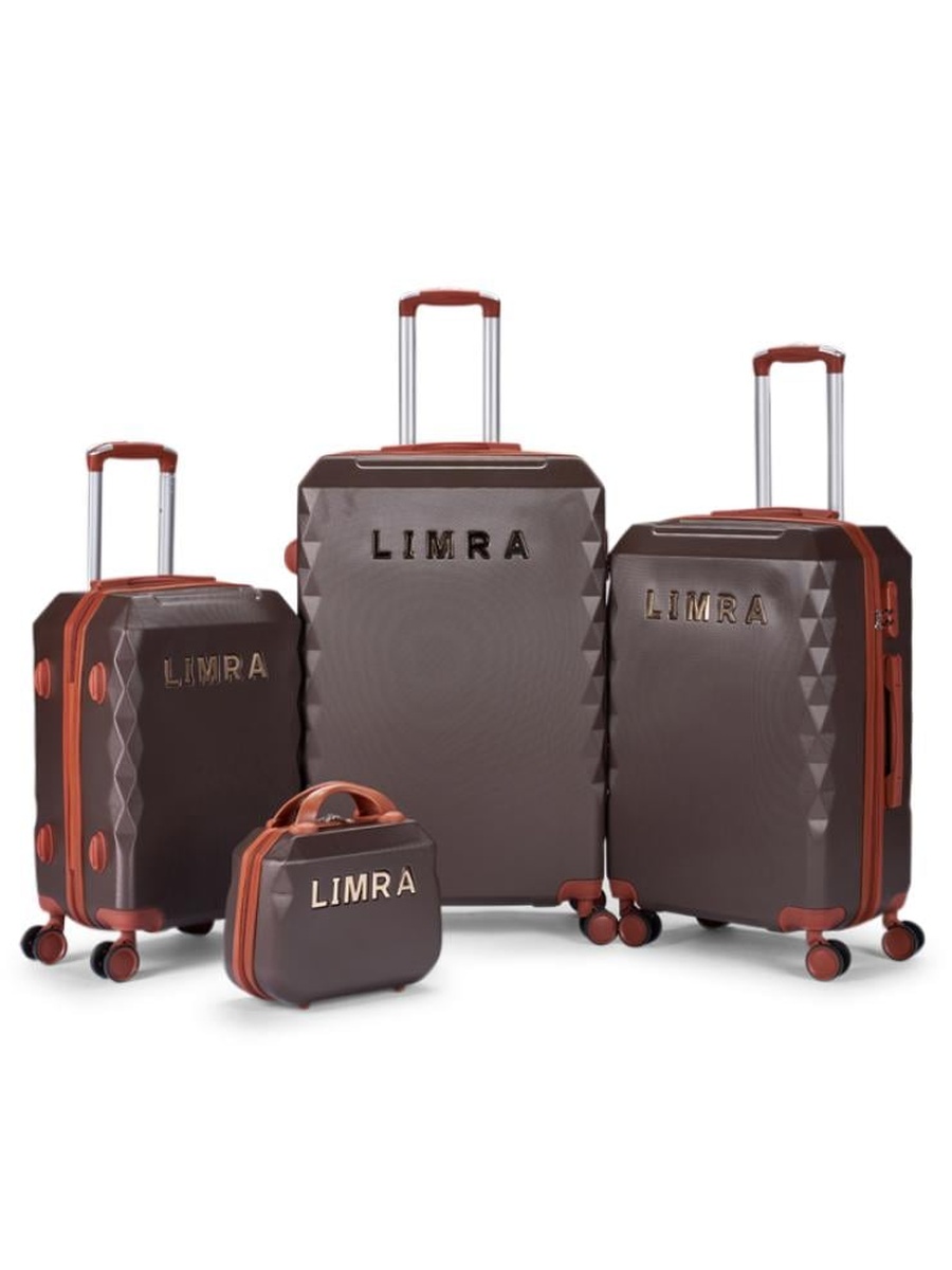 4-Piece Brown ABS Luggage Set with 360 Degree Spinner Wheels and Built-In Lock - 28/24/20/12 inch