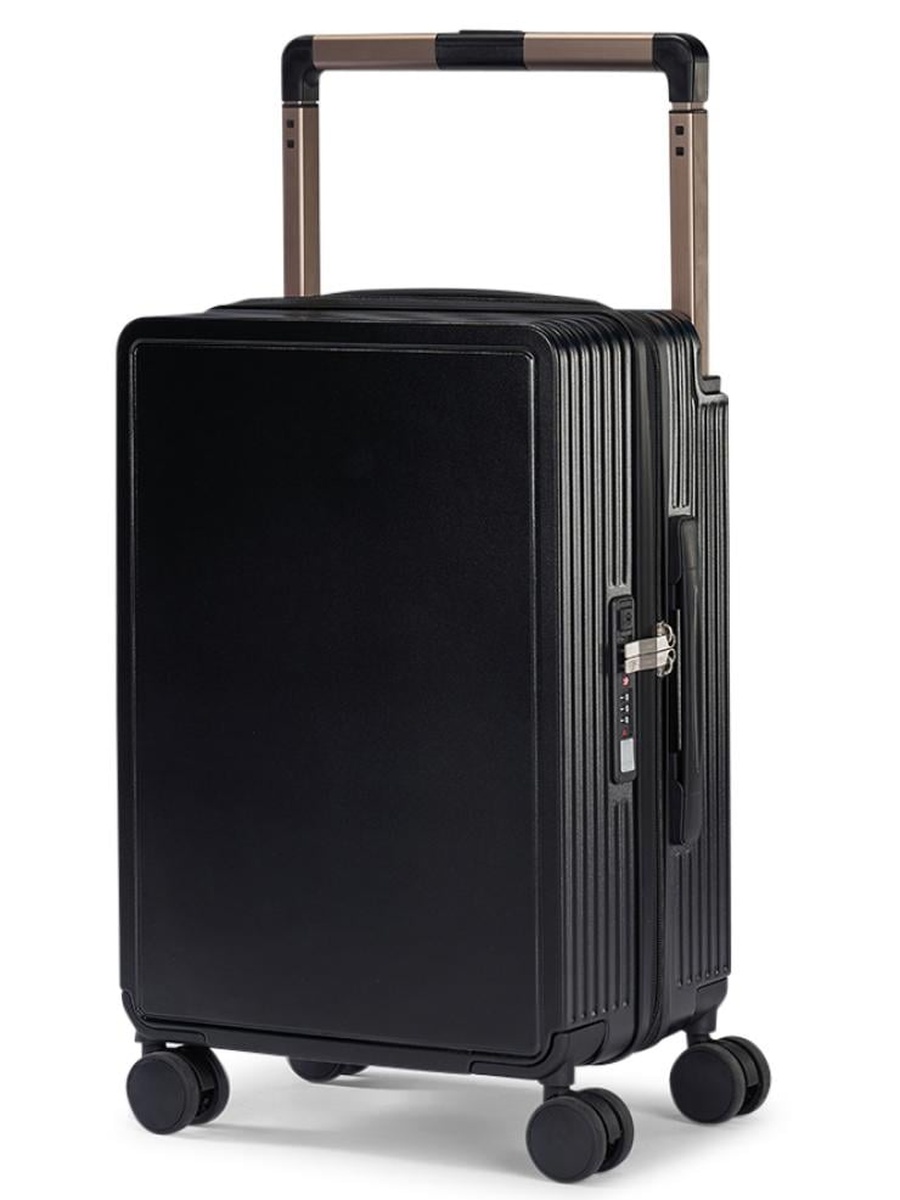 20-Inch Black Polycarbonate Cabin Luggage with Dual 360 Degree Spinner Wheels