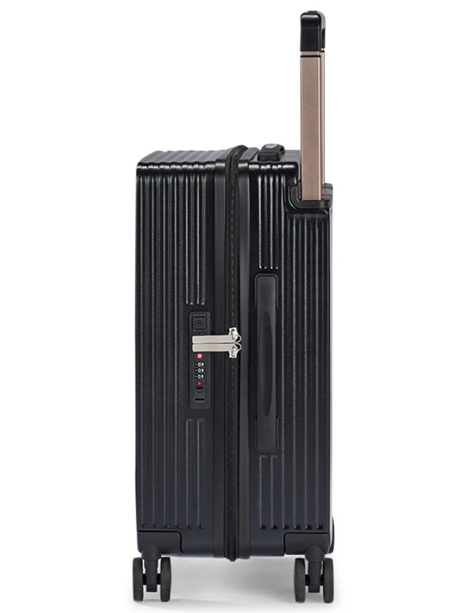 20-Inch Black Polycarbonate Cabin Luggage with Dual 360 Degree Spinner Wheels