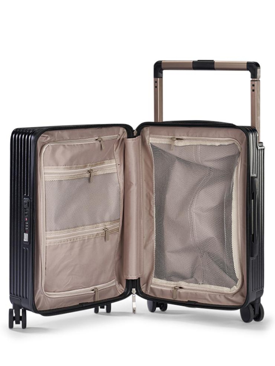 20-Inch Black Polycarbonate Cabin Luggage with Dual 360 Degree Spinner Wheels