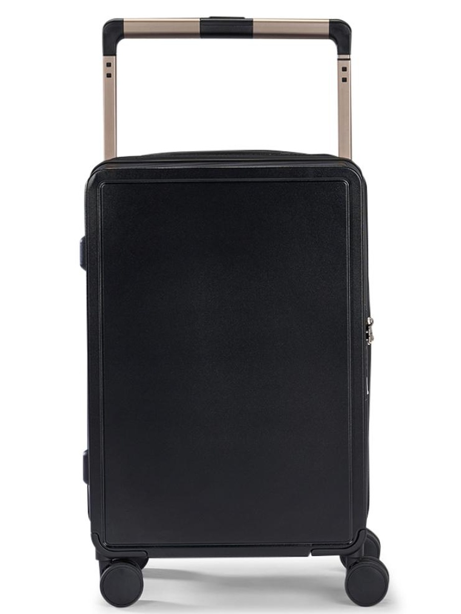 20-Inch Black Polycarbonate Cabin Luggage with Dual 360 Degree Spinner Wheels