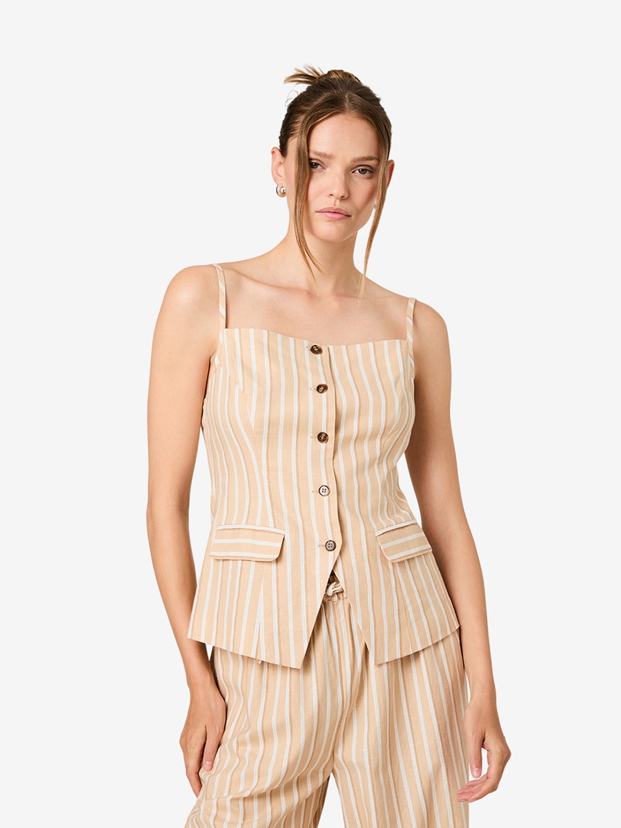 Sandlot Stripe Aspen Linen Tailored Top