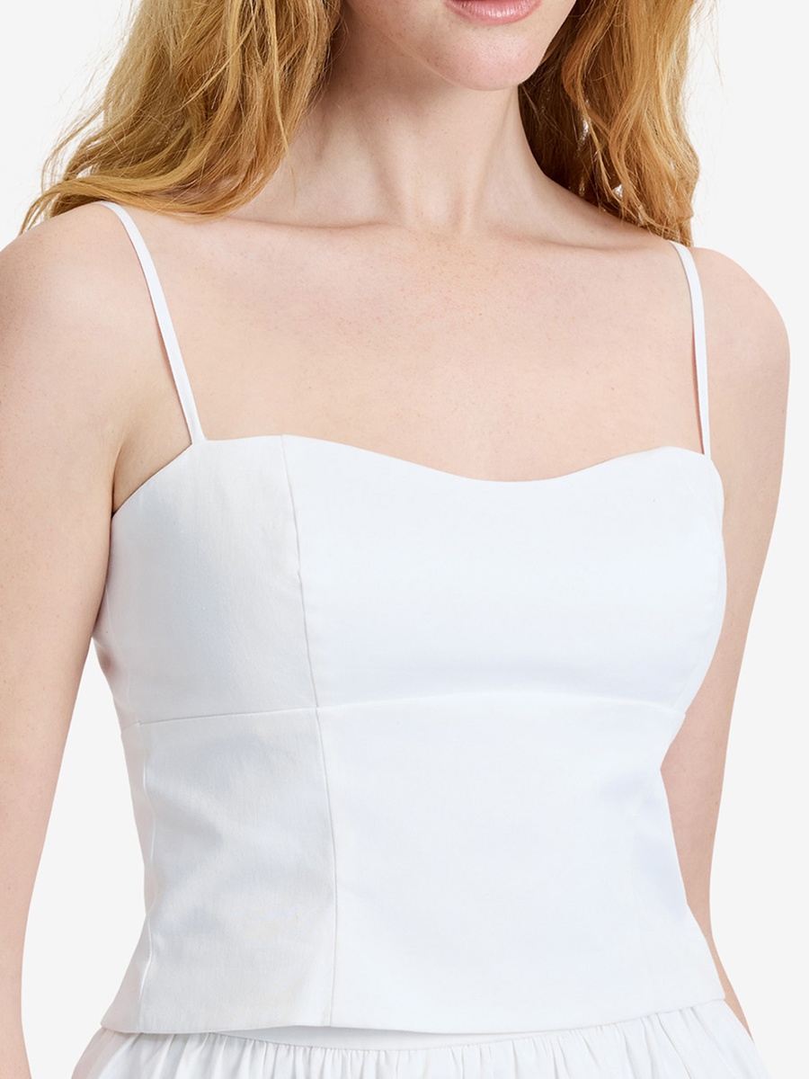 Summer White Cotton Sateen Cami
