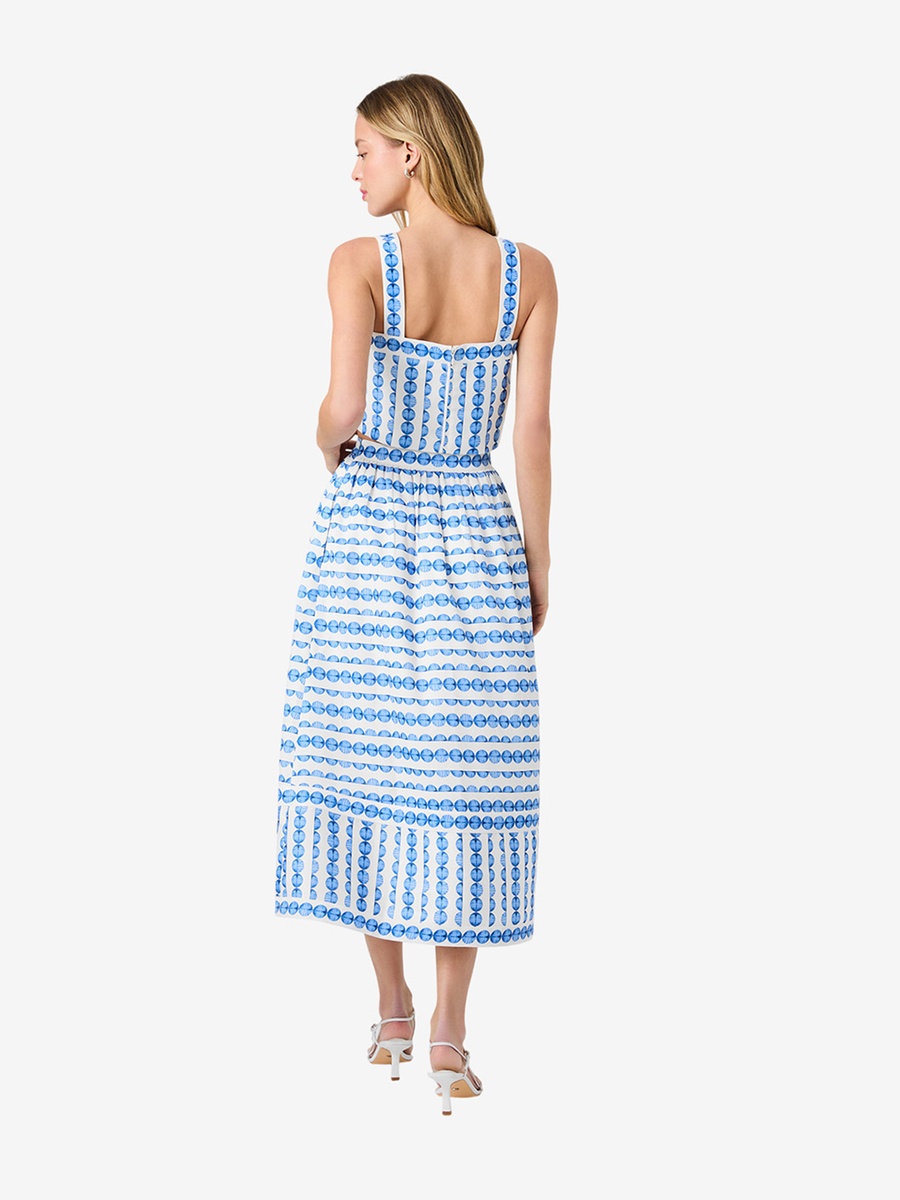 True Blue Structured Taffeta Midi Skirt