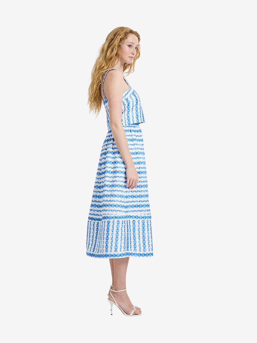 True Blue Structured Taffeta Midi Skirt