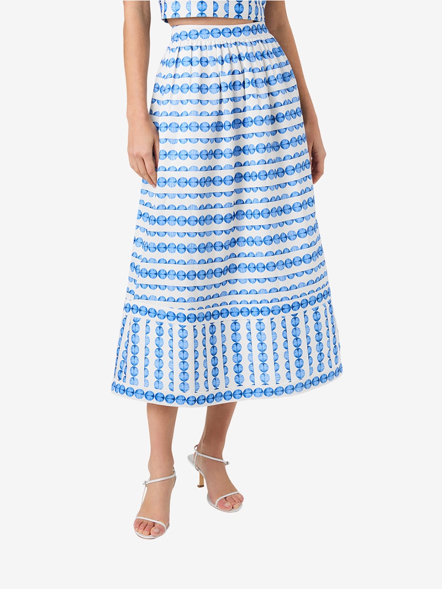 True Blue Structured Taffeta Midi Skirt