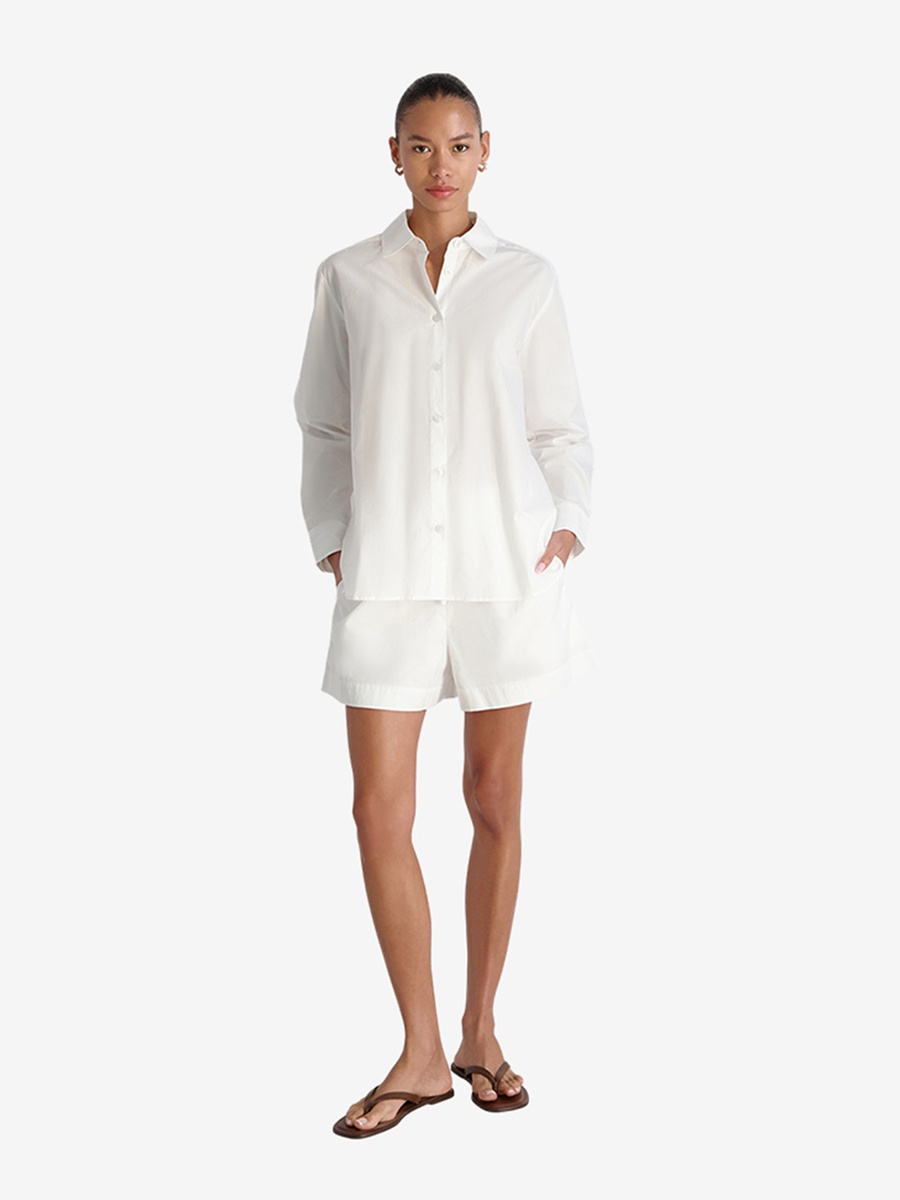 White Rhodes Poplin Drawstring Shorts