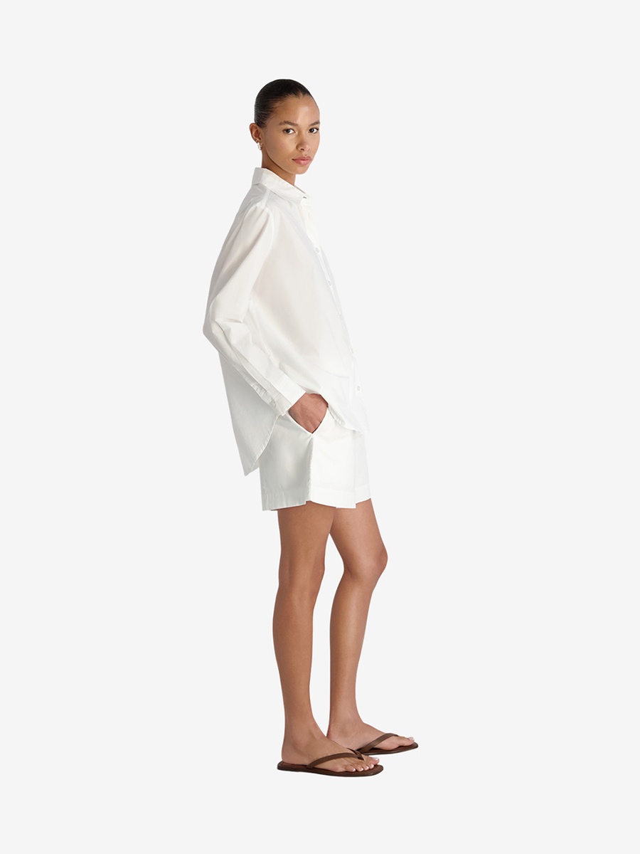 White Rhodes Poplin Drawstring Shorts