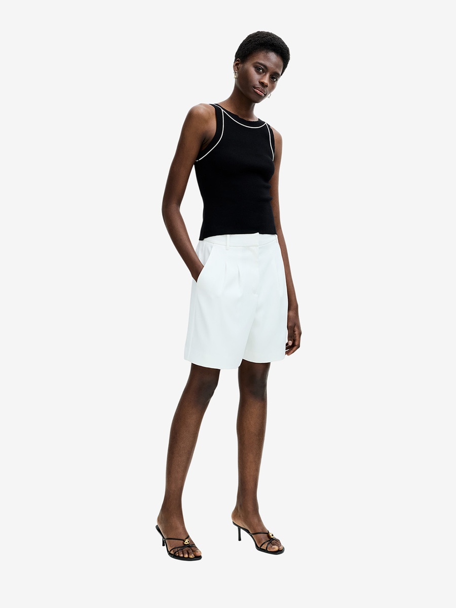 White Harry Suiting Bermuda Shorts
