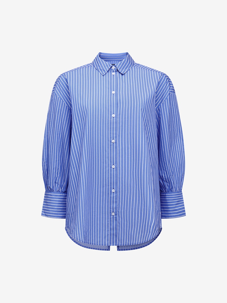 Azure Blue Cambria Cotton Striped Bow Shirt