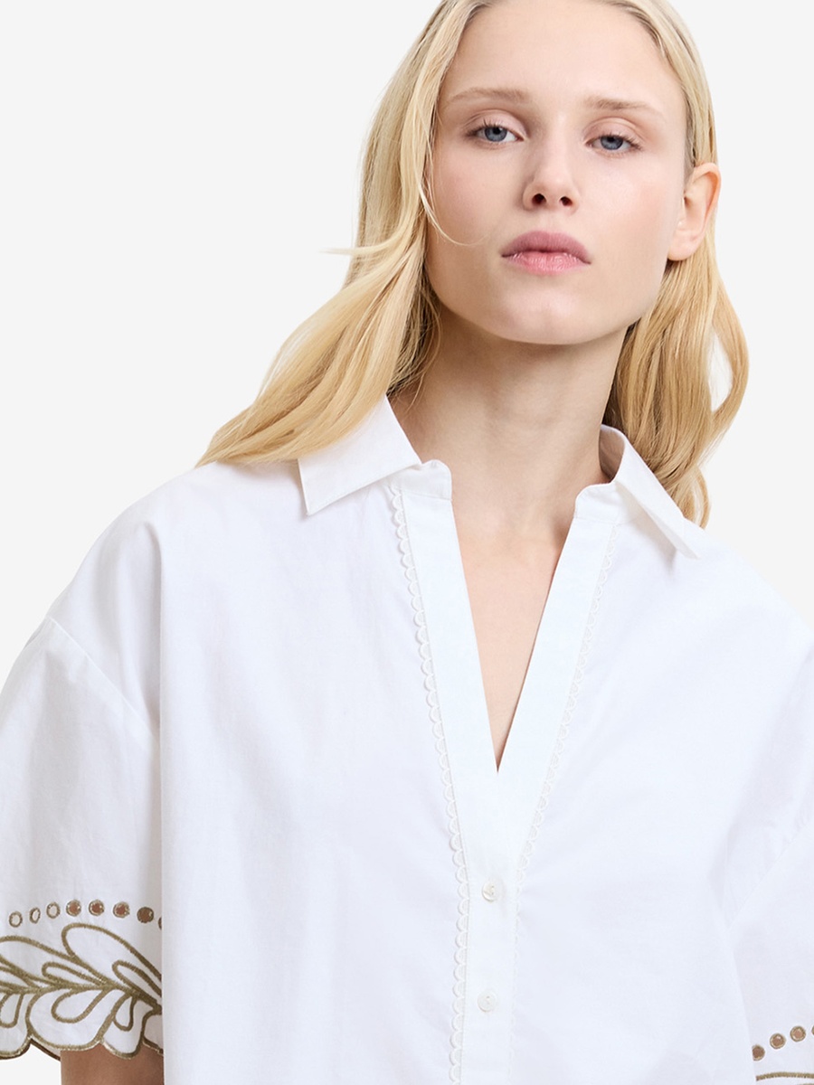 Linen White Alissa Cotton Trim Shirt