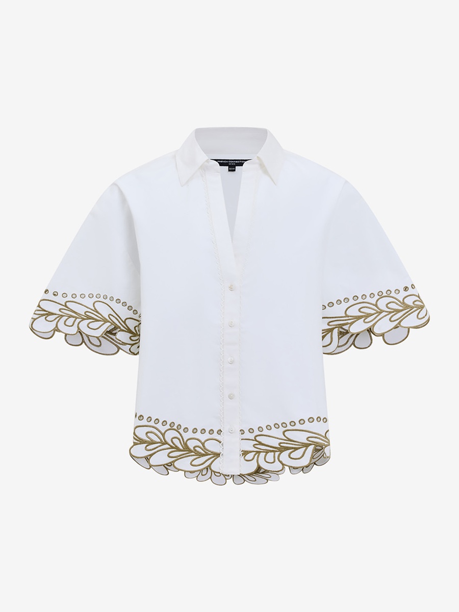 Linen White Alissa Cotton Trim Shirt