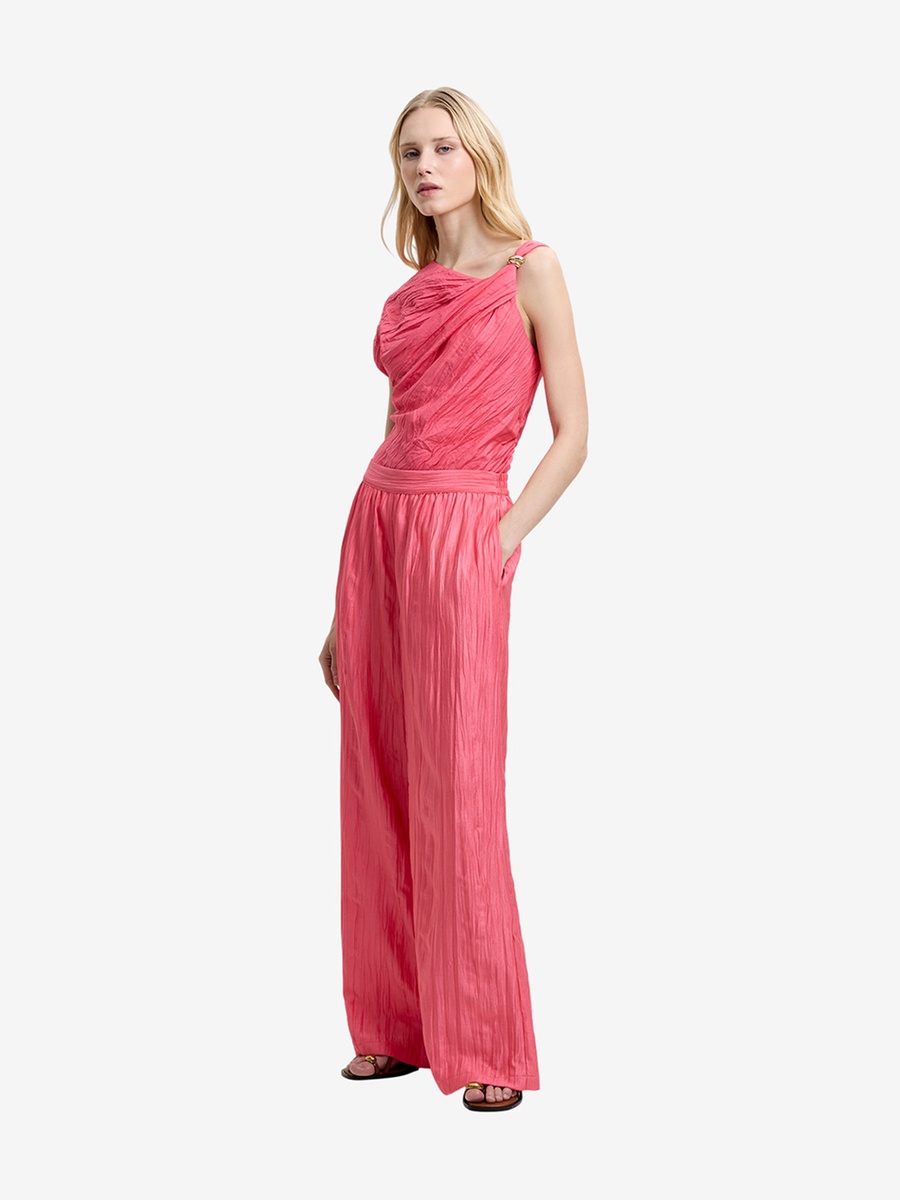 Fuschia Pink Novie Crinkle Trousers