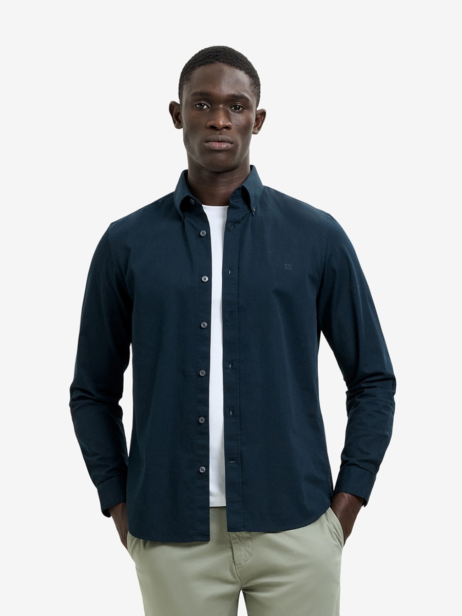 Men Long Sleeve Twill Oxford Shirt