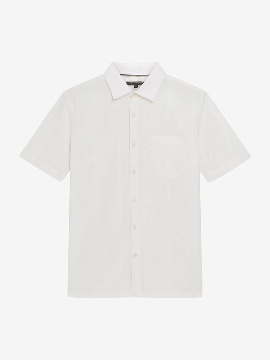Men Short Sleeve Check Dobby Structre Shirt