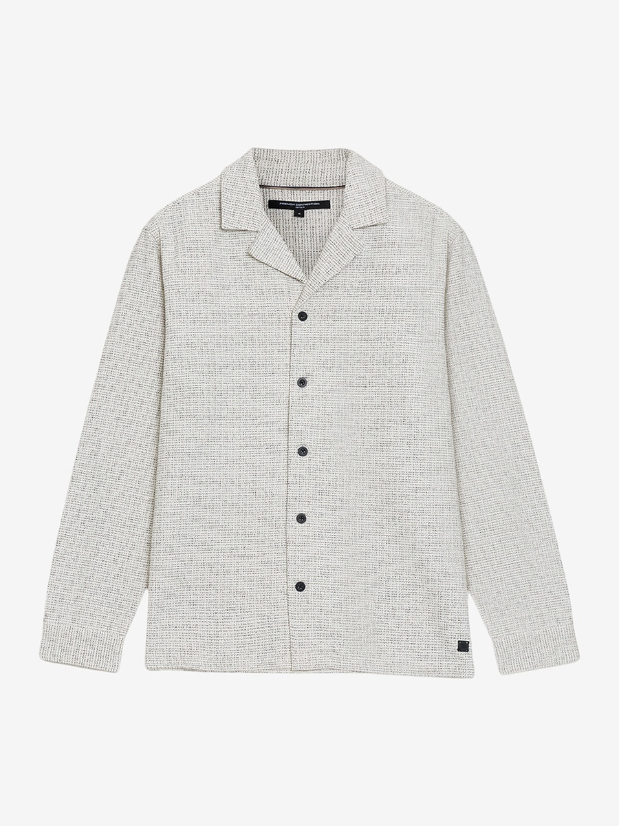Men Long Sleeve Two Thread Dobby Monochrome Shacket Shirt