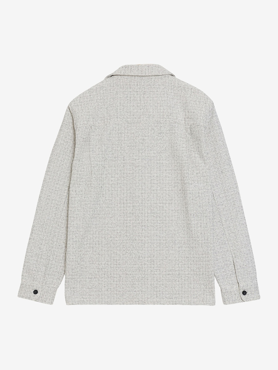 Men Long Sleeve Two Thread Dobby Monochrome Shacket Shirt