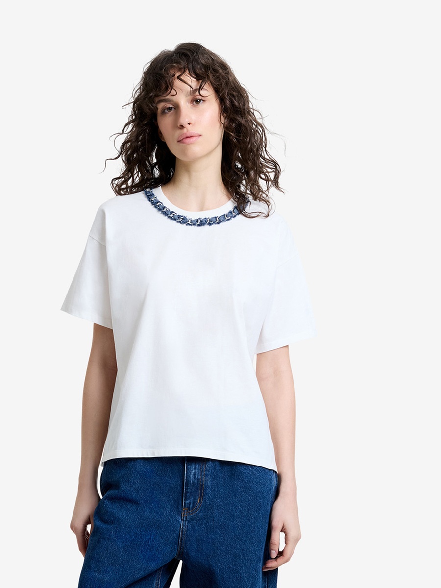 Linen White Aliyana Jersey Short Sleeve T-Shirt