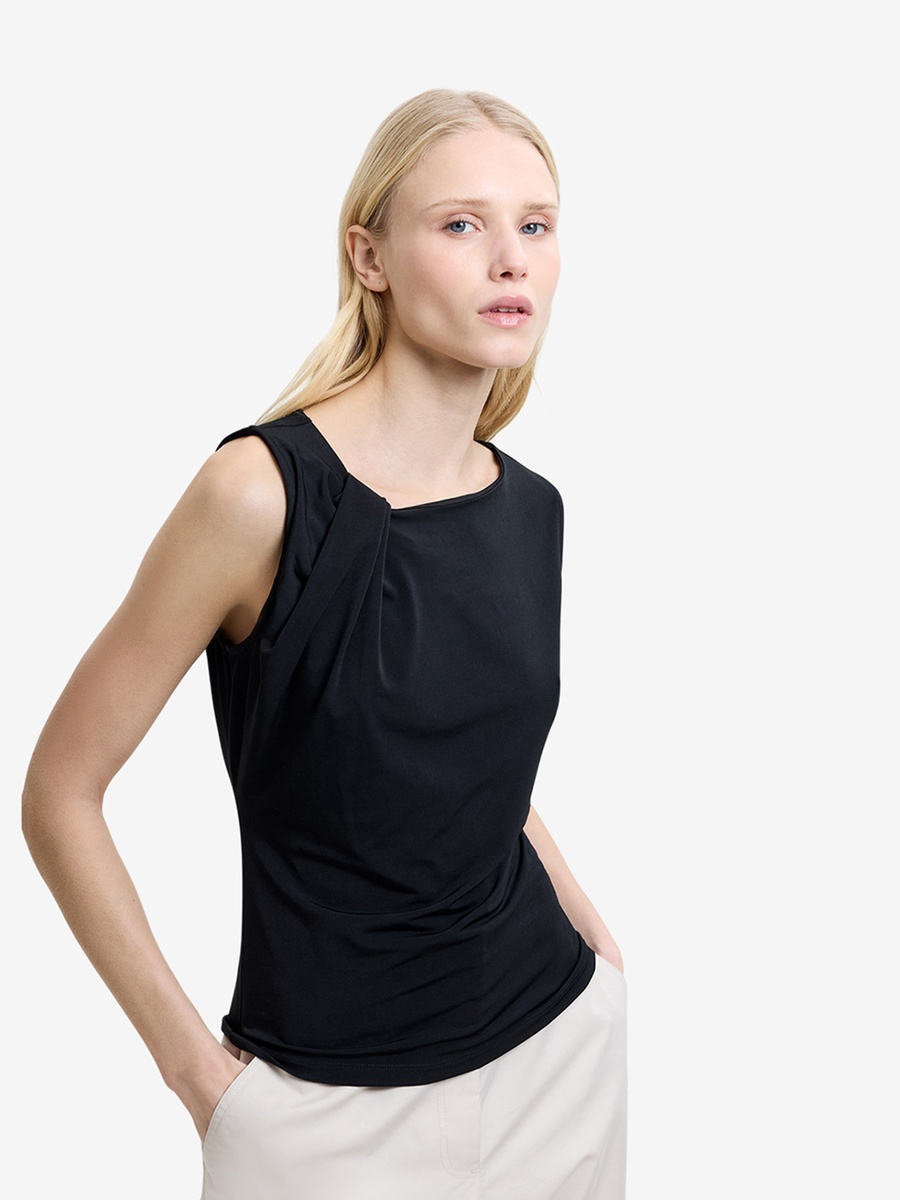 Black Samira Asymmetric Knit T-Shirt