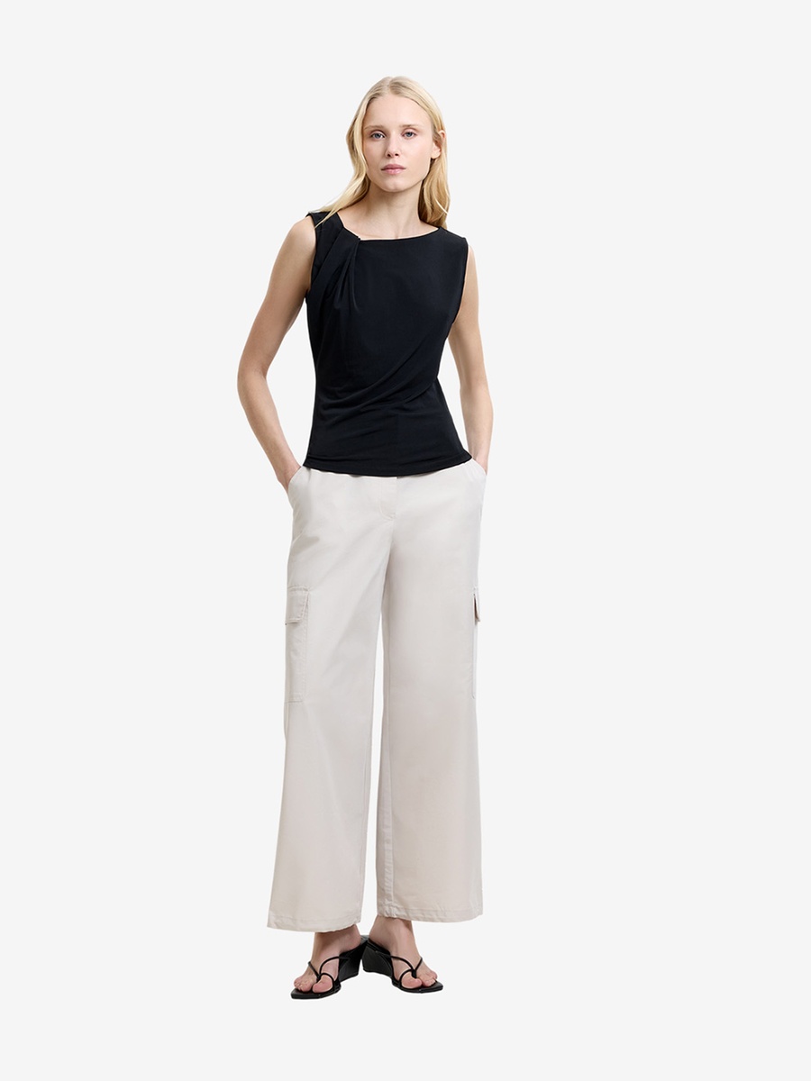 Black Samira Asymmetric Knit T-Shirt