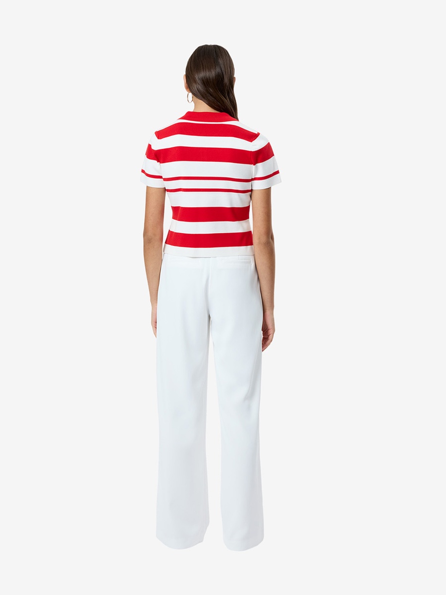 Summer White-Crimson Maxime Knit Striped Short Sleeve T-Shirt