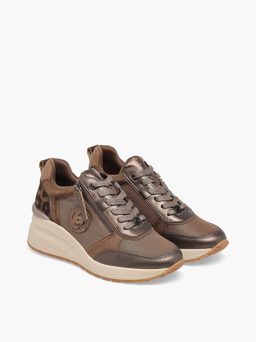 Women Panelled Leather Lace-Up Ankle Sneakers